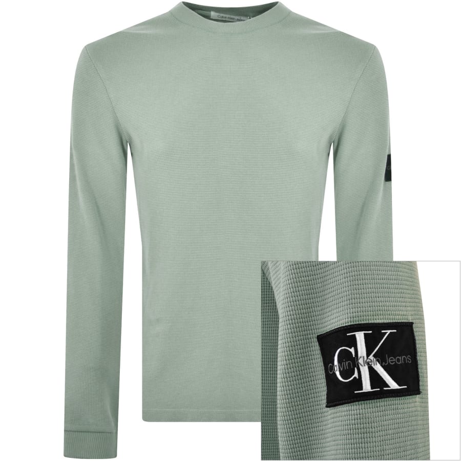 Calvin Klein Jeans Long Sleeve Waffle T Shirt Grey Mainline Menswear United States